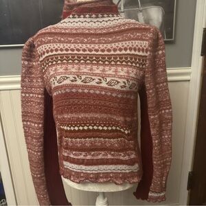 Free People Bali Juniper Turtleneck Soft Knit Blend Sweater Rhubarb Size Medium